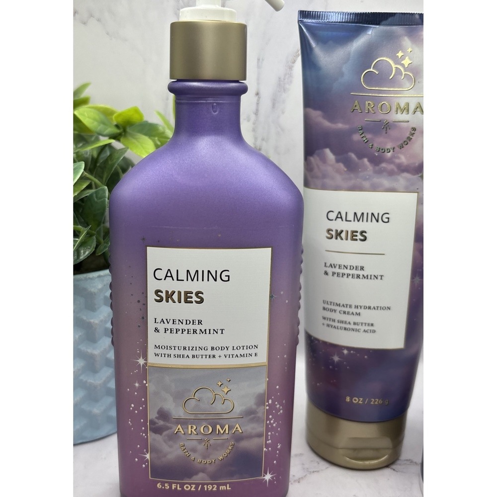 Bath & Body Works Calming Skies Lavender & Peppermint 4 Piece Body Care Set - Picture 2 of 9